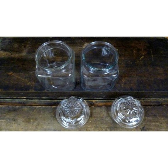 Clear glass lidded / covered jar containers / set of 2 - Picture 2 of 6